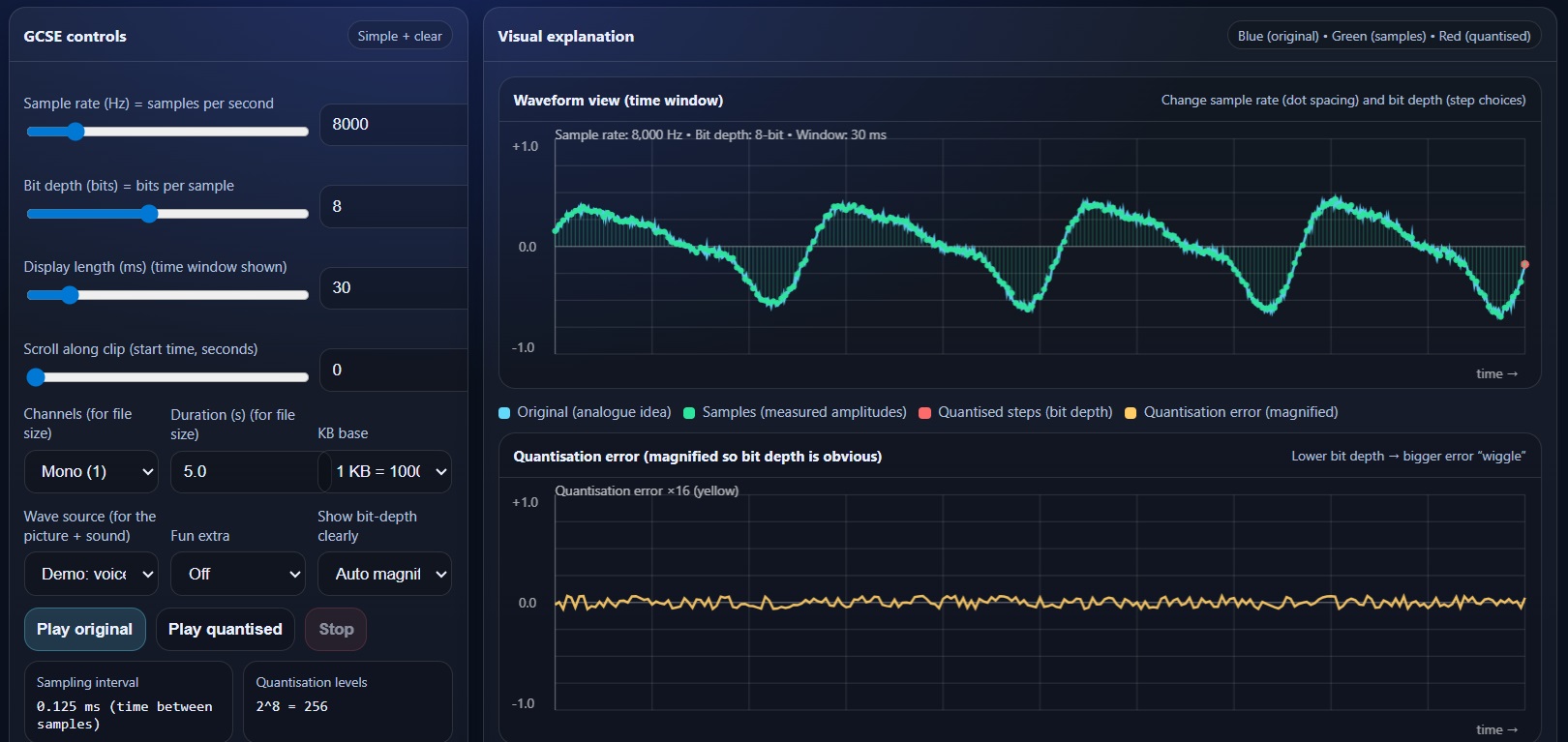 Sound Data Representation Visualiser (Sampling, Sample Rate, Bit Depth + File Size) thumbnail